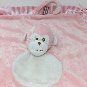 Douglas Lovey Monkey Pink Stripe Baby Security Blanket Plush Tail